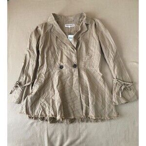 FREE PEOPLE Stella Pinstripe Longline Flared Sleeve Beige Blazer, Small NWT